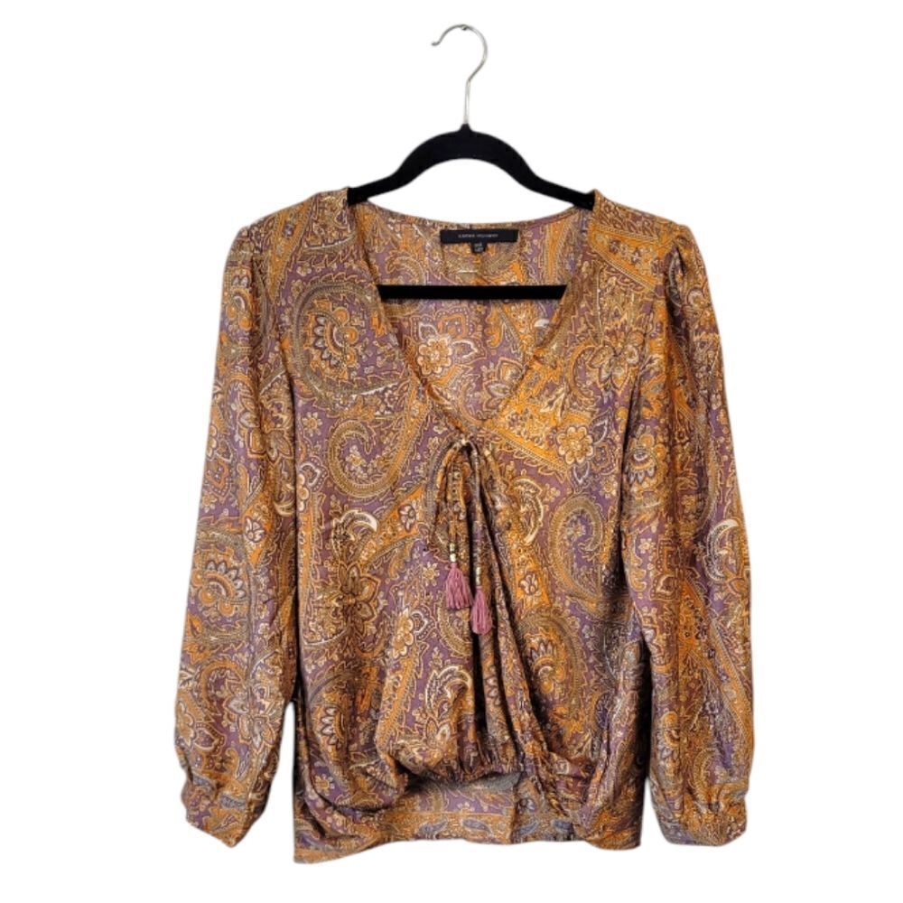 Karma Highway Orange And Purple Paisley Blouse One Size